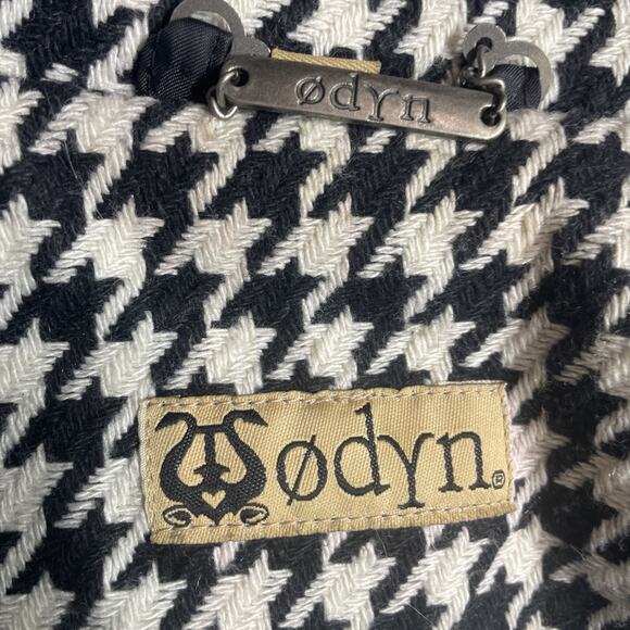 Odyn Womens SM Coat Black White Houndstooth Jacket Wool Blend Retro Glam Classic - Picture 6 of 9